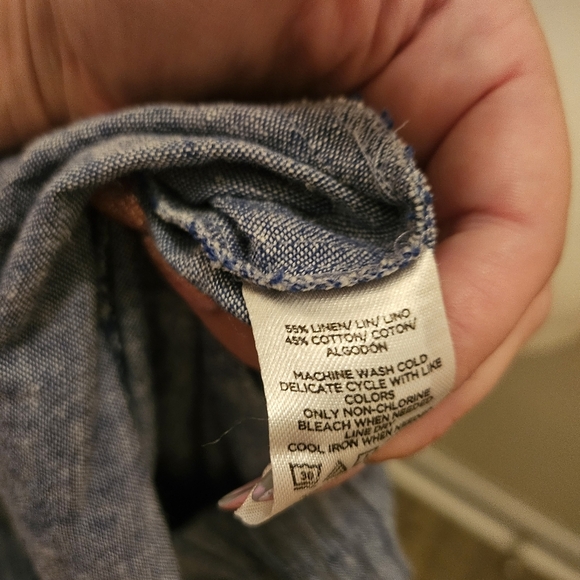 Loft Linen Blue Skirt Size Medium With Pockets! - Picture 5 of 5